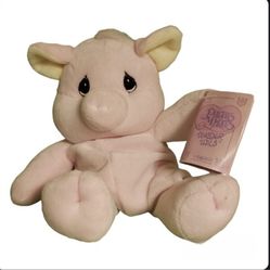 Precious Moments Tender Tails Pig Plush Stuffed Animal Baby Pink   1997