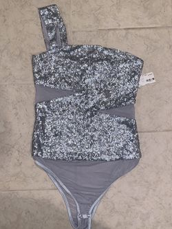 Sequin silver bodysuit San Joy
