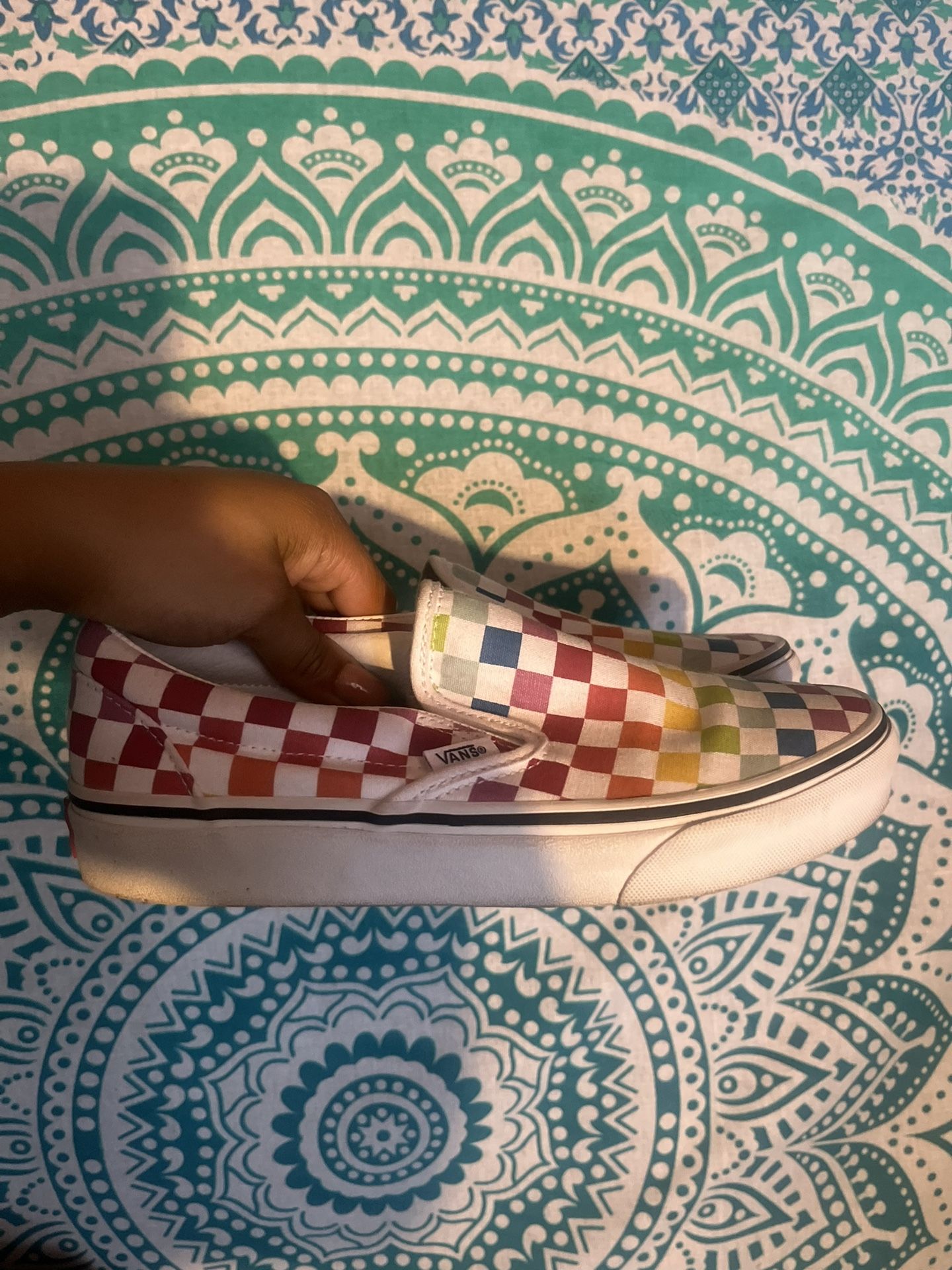 Rainbow Slip On Vans (check description for size)