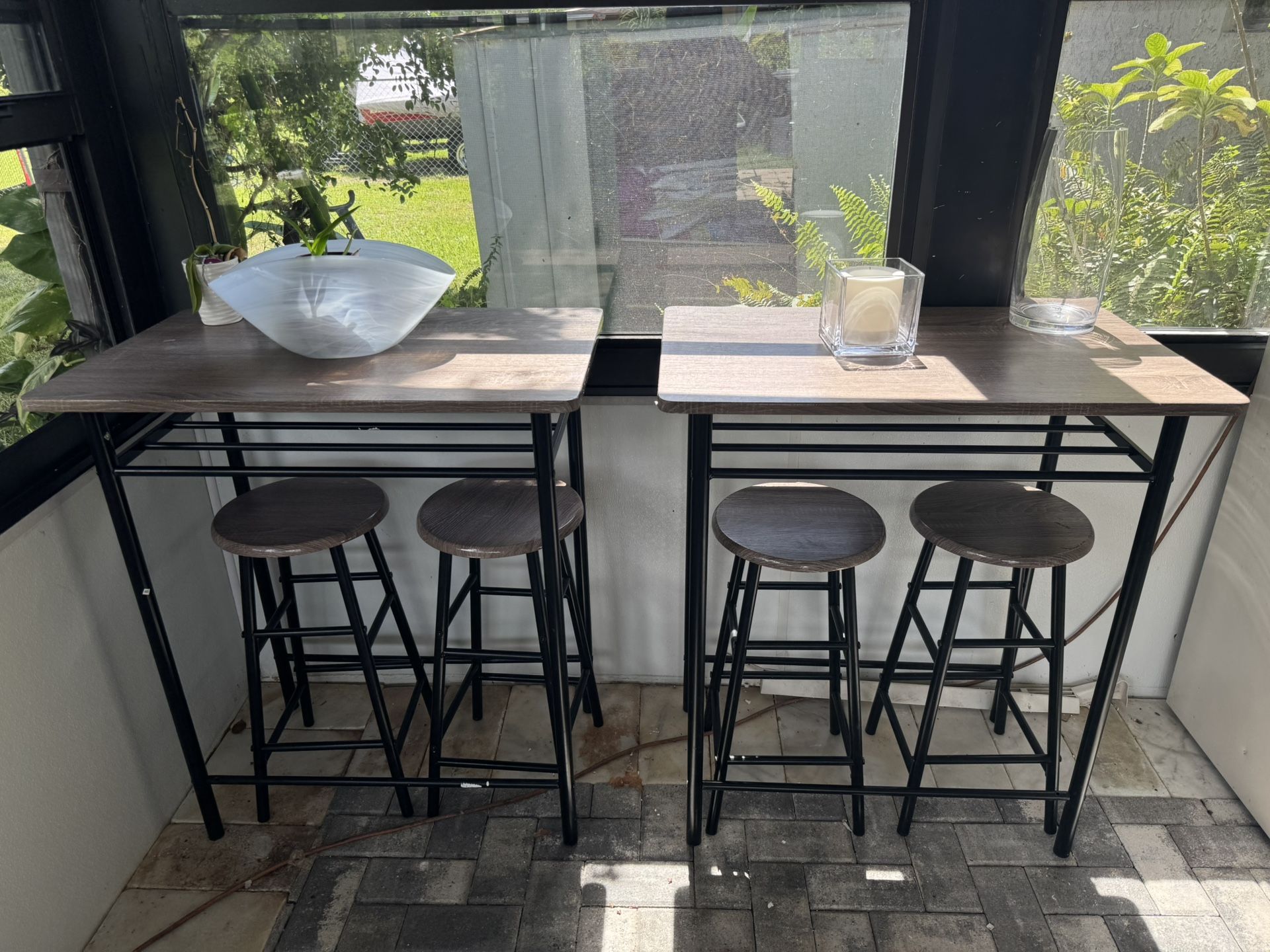 Bar Table With 2 Bar Stools. Pub Dining Height Table Set.