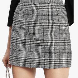 Women's Iconic Plaid High Waist Bodycon Mini Skirt  (Size XL)