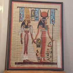 Egyptian Art Painting On Papyrus Framed (Harmon and Pecos)