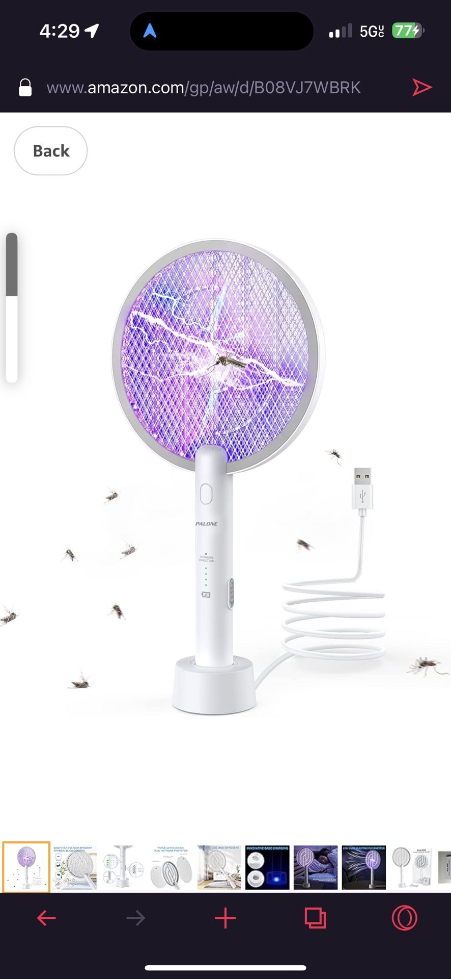 Electric Fly Swatter 3000V Bug Zapper Racket 2 in 1 Fly Swatter with 1200mAh Battery Rechargeable Mosquito Killer Lamp with 3 Layers Safety Mesh for I