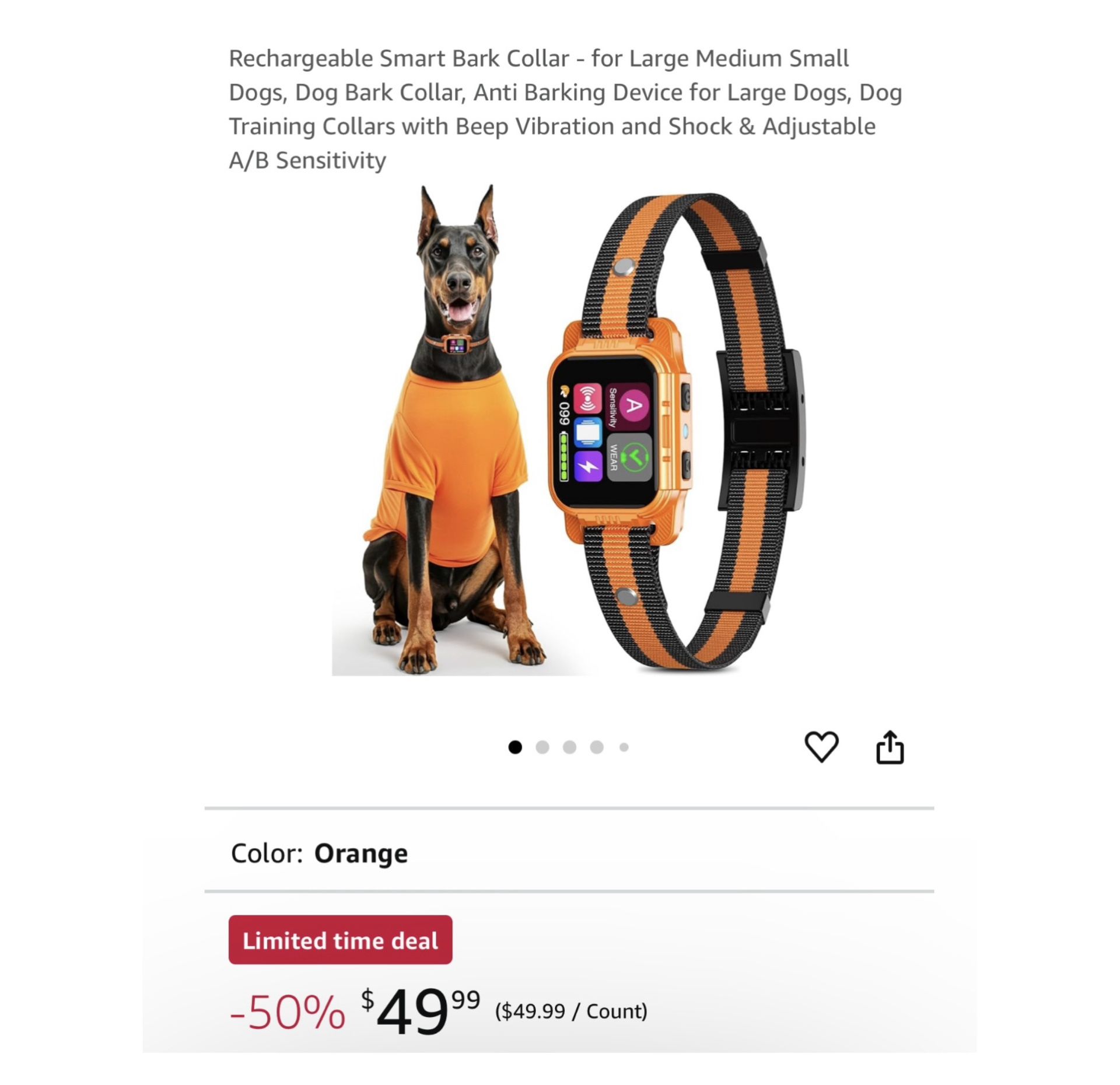 Brand new Rechargeable Smart Bark Collar - for Large Medium Small Dogs, Dog Bark Collar, Anti Barking Device for Large Dogs, Dog Training Collars with