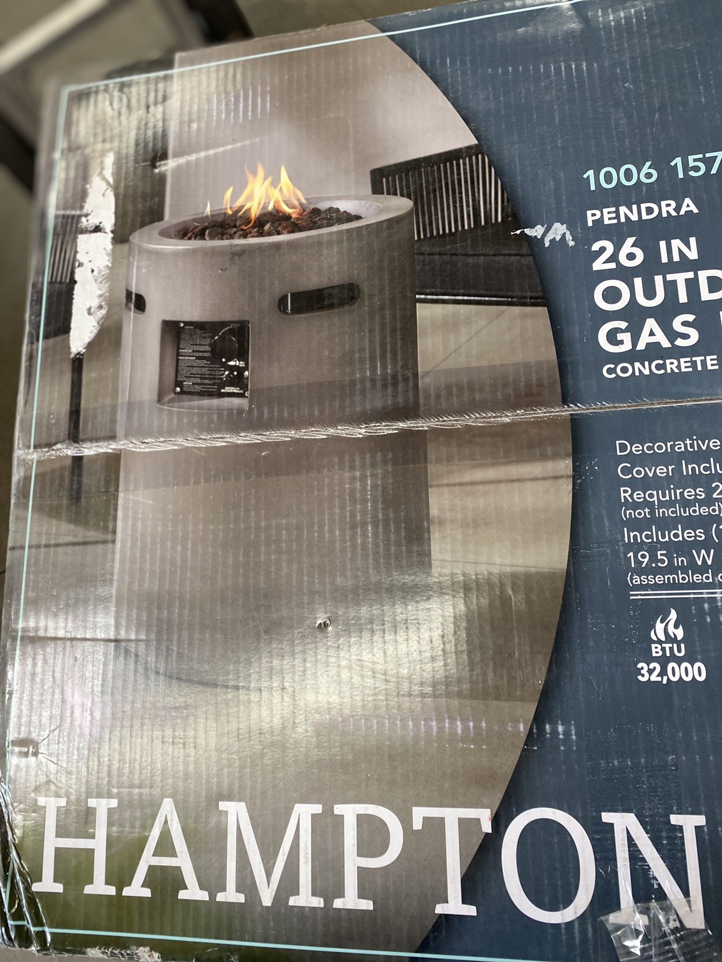 Hampton Bay Pendra 19.5 in. x 26 in. Round Concrete Gas Fire Column