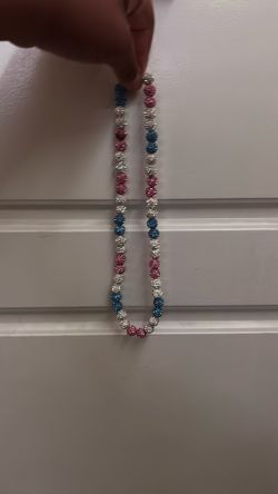 Blue, White, And Pink Necklace. 