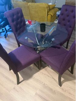 $300 – Modern Glass Dining Set (Table + 4 Chairs)