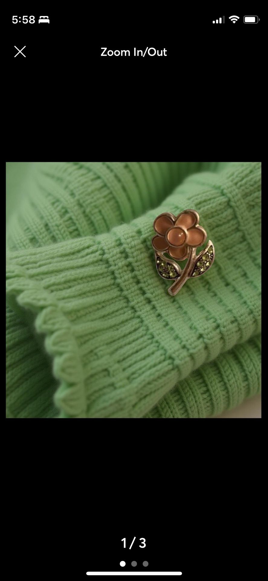 Gold plated Pink and Green enameled and Crystal lapel pin brooch