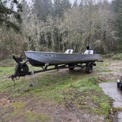 14ft Aluminum Boat And Trailer & 9.9 Mercury 