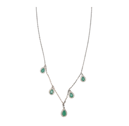 18K Gold Emerald Diamond Necklace (Includes Jewelry Box)