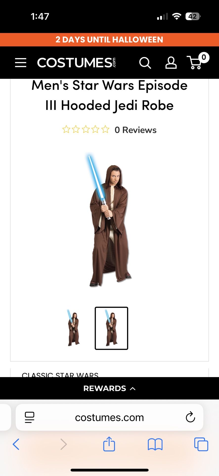 Jedi Men Costume Robe ONLY