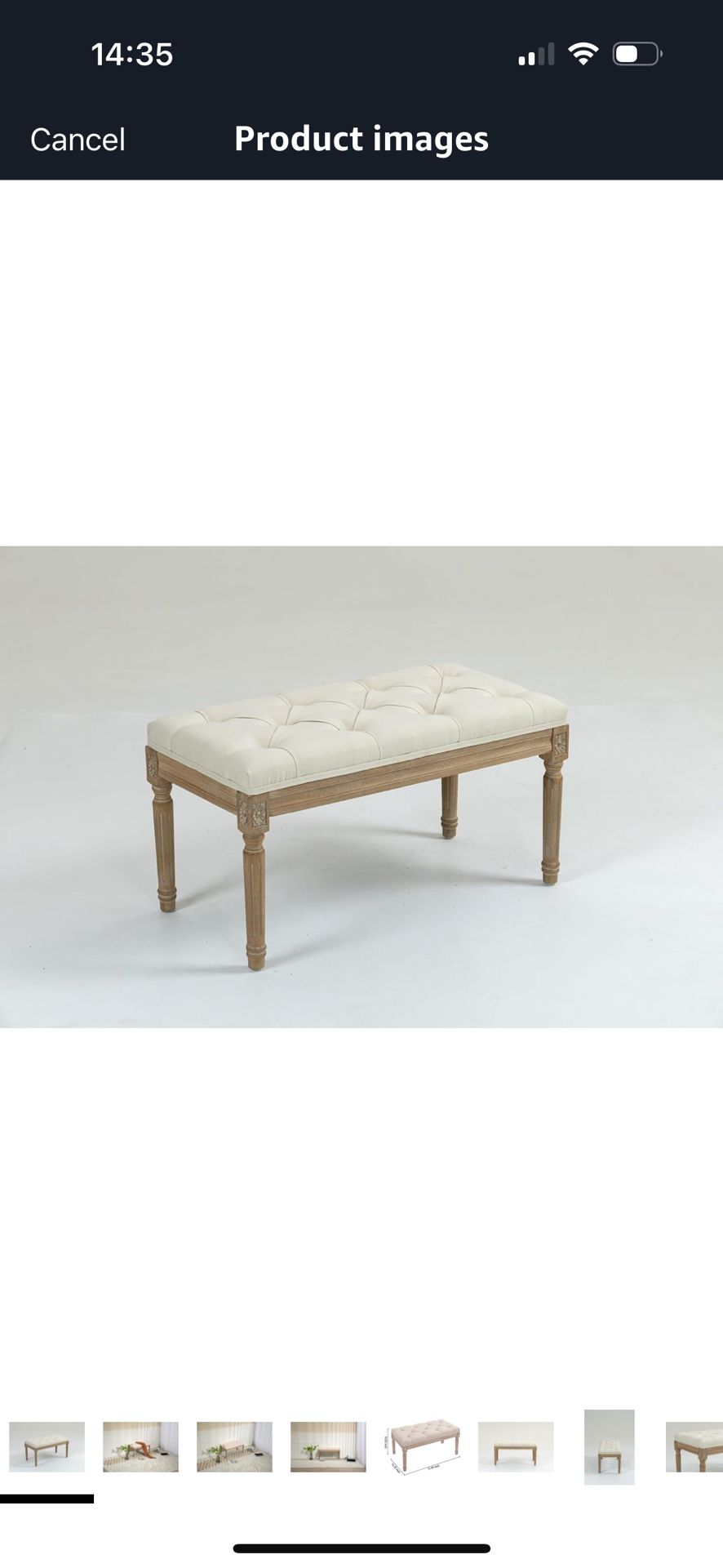 Button-Tufted Ottoman Bench, Bench with Solid Wood Legs for Bedroom, Living Room
