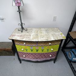 Antique Chest Dresser And Lamp
