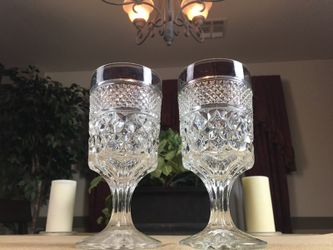 Antique Anchor Hocking Wexford Goblets Glasses Cups x2