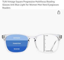 Vintage Square Progressive Multifocus Reading Glasses Anti Blue Light for Women Men Nerd Eyeglasses Readers