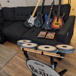 Guitar hero Guitars PS2 and 3 Wii and Beatles PS3 Drums Lot Untested