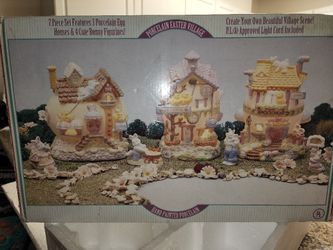 Porcelain 7pc Easter Village Set