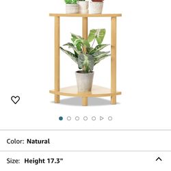 Corner Shelf Plant Stand, Bamboo 2 Tier Flower Rack Display Holder Organizer for Balcony Patio Balcony Garden Bedroom Kitchen, Natural