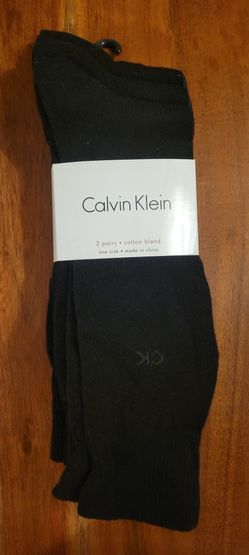 NEW Three (3) Calvin Klein Men's Black Dress Socks 84% Cotton Blend Size 7-12