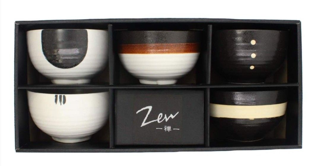 Sale! HINOMARU COLLECTION Zen Japan MINOYAKI (5)Set Rice Bowl GLAZED