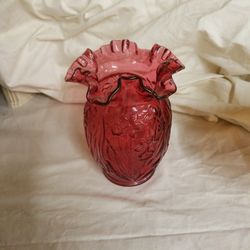 Vintage Fenton Cranberry Ruffled Vase 
