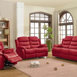3PC Maverick Leather Reclining Living Room Set 