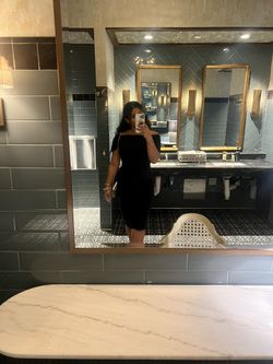 Black Fancy Over Shoulder Dress $15