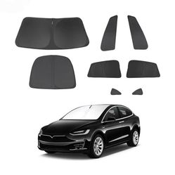 8PCS Windshield Sun Shade Custom Fit for 2016-2024 2025 Tesla Model X Accessories Foldable Sunshade Side Rear Window Shade Cover Full Set Privacy Prot