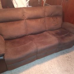 Chocolate Color Recliner  Full Couch 
