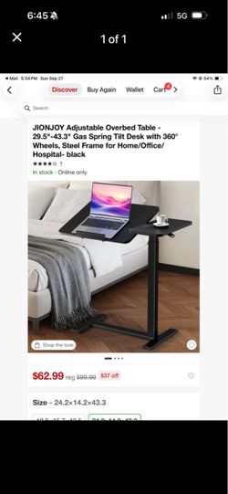 JIONJOY Adjustable Overbed Table Black