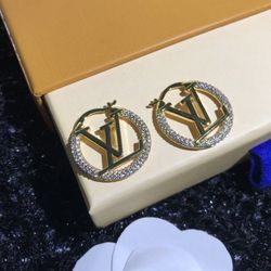 Fashion Jewelry Diamond Hoop Earrings Gold