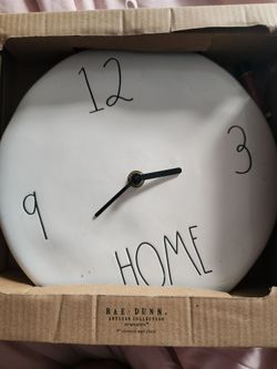 New RAE DUNN Artisan Collection HOME 9 inch Ceramic Wall Clock By Magenta NIB