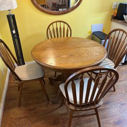 Vintage Wooden Dinner Table with Chairs