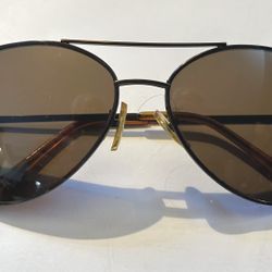Vintage Brown- Green Aviator Sunglasses With Black Metal Frames
