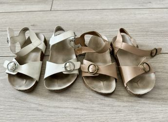 Toddler Sandals Size 7, Beige And White 