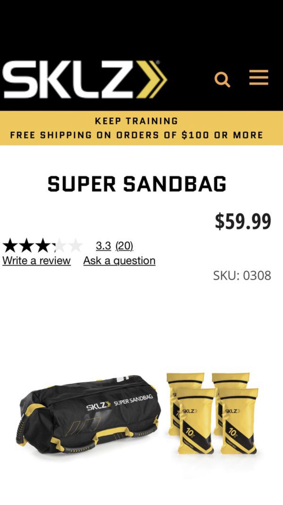Sand bag - Adjustable weight - paid over $60
