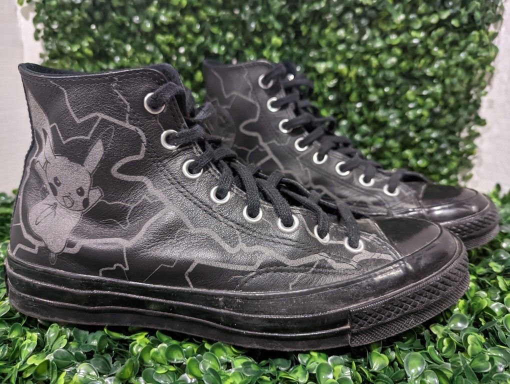 Converse x Pokemon 25th Anniversary Pikachu Leather Chuck Taylors Custom Black