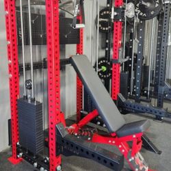 #*ULTIMATE POWER RACK FUNCTIONAL TRAINER WITH DUAL SIDE PULLEYS, 400 LBS STACK WEIGHTS, MULTI GRIP PULL UP BAR ( BRAND NEW IN THE BOX)