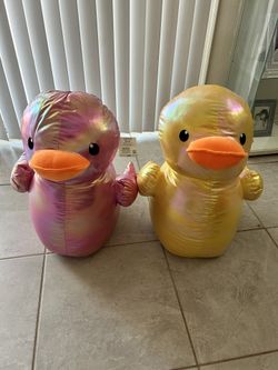 Set Of Extra Large Chicks, Pink And Yellow Holographic
