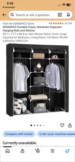Portable closet wardrobe organizer