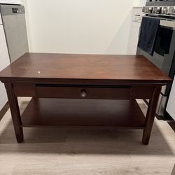 Solid Wood Table with Drawer & Shelf