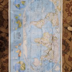 National Geographic Society The World Political Map Double Sided 44 X 32