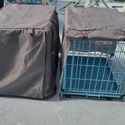 24" Blue iCrate Dog Crate With Cover 