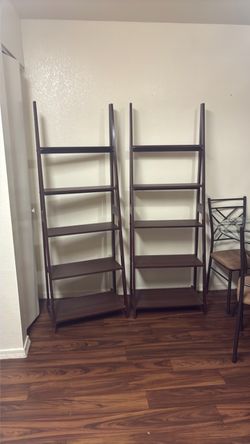 Set of 2 Ladder Shelves Bookcase