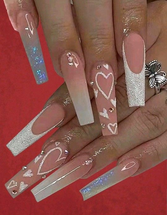B2G1F 24-pcs. Extra Long Ballet Heart Press On Nails
