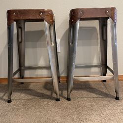 Metal And Leather Bar Stools