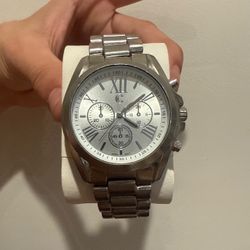 Silver Chronograph Watch with Roman Numerals