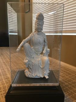 Blanc de Chine Guanyin Porcelain Statue with Display Case