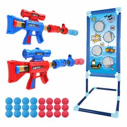 YEEBAY Shooting Game Toy For Age 6, 7, 8,9,10+ Years Old Kids, Boys - 2pk Air Guns & Shooting Target & 24 Foam Balls - Ideal Gift - Compatible With To