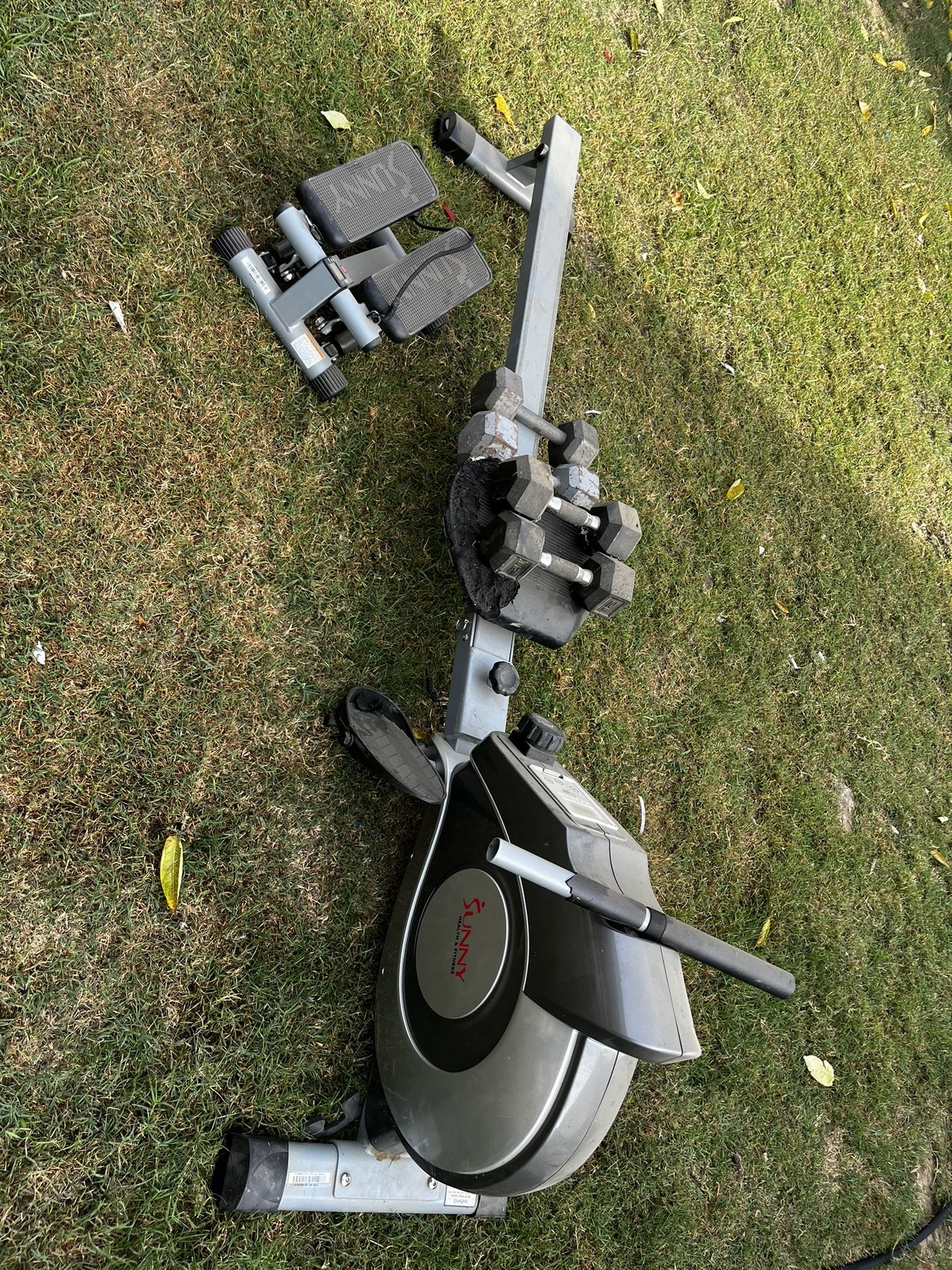Row Machine + Weights + Stepper
